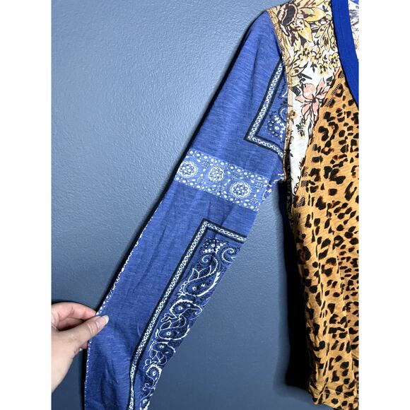 We the Free Patchwork Long Sleeve Top Bandana Pattern Animal Cluttercore Y2K - Picture 4 of 7